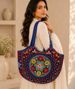 Alternative view of Handcrafted Aari Embroidered Office Shoulder Bag for Women | Cotton