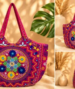 Handcrafted Aari Embroidered Office Shoulder Bag for Women | Cotton