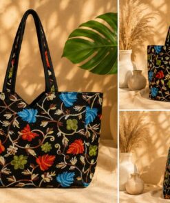 Alternative view of Handcrafted Kashmiri Aari Office Tote Bag for Women | Velvet