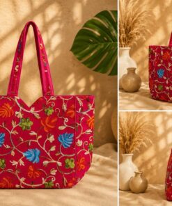 Handcrafted Kashmiri Aari Office Tote Bag for Women | Velvet