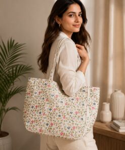 Alternative view of Handcrafted Sherwani Stone Work Embroidered Tote Bag | Festive Fabric