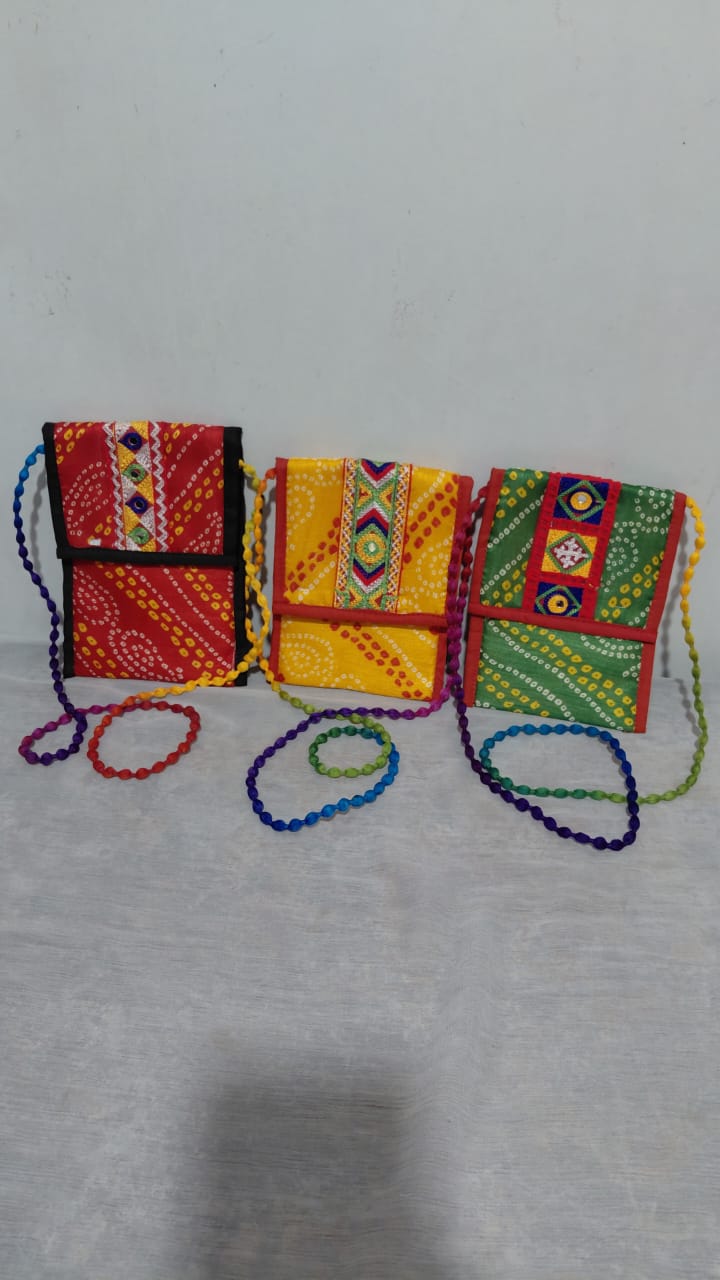 Handcrafted Mobile Sling Bag | Ethnic Fabric Crossbody