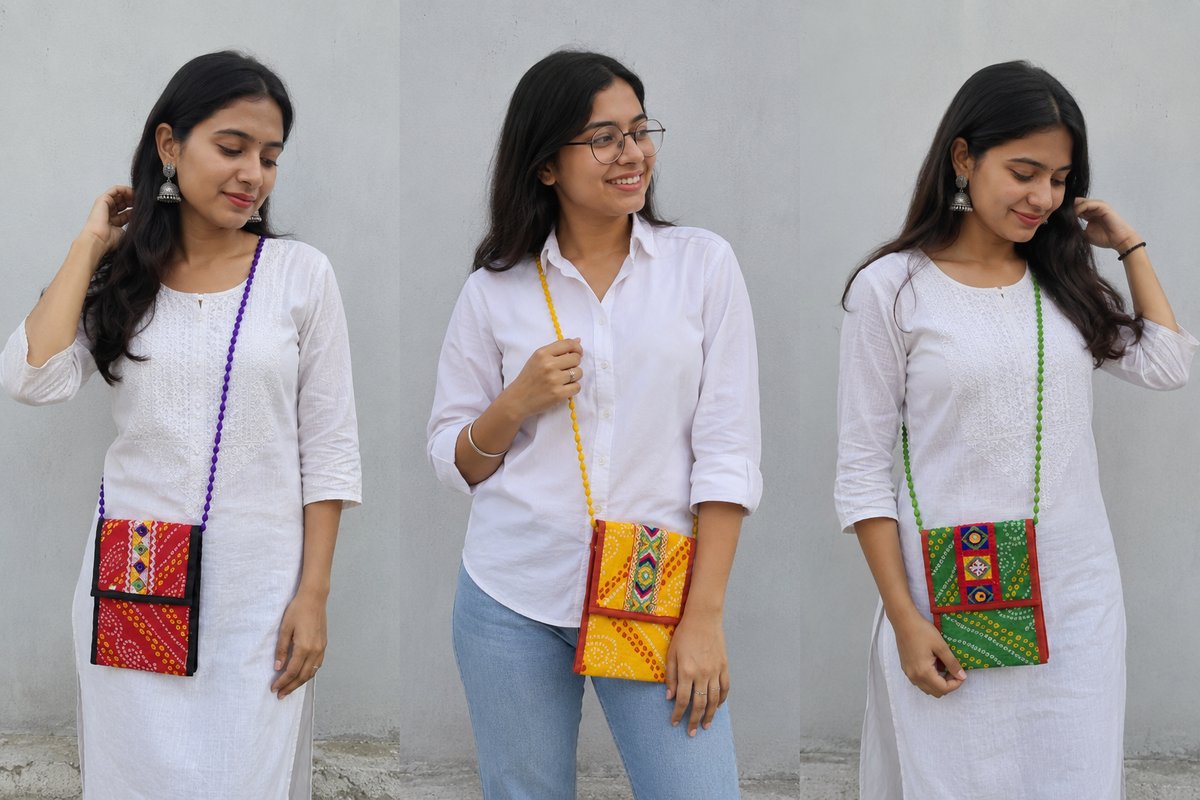 Handcrafted Mobile Sling Bag | Ethnic Fabric Crossbody - Image 5